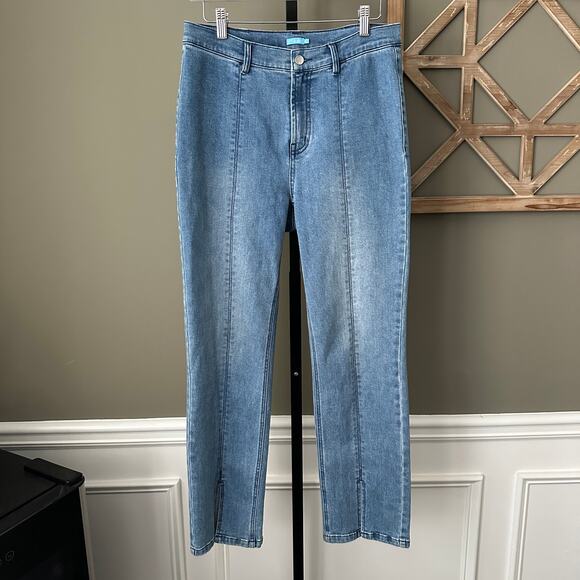 J.McLaughlin Rainey Stretch Straight Leg Slit Front Ankle Jeans Womens 8 - Picture 2 of 8
